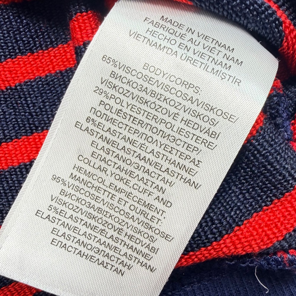 Lauren Ralph Lauren Striped Turtleneck Sweater Navy Red Medium Stretch Knit - Picture 9 of 10